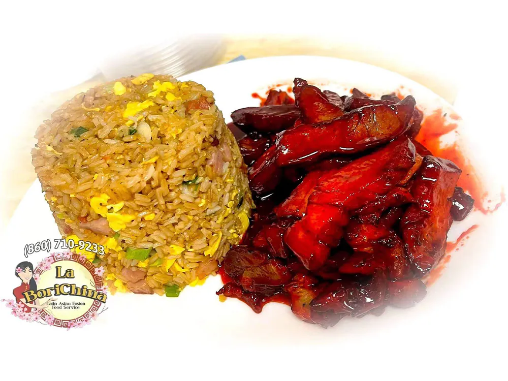 Fried Rice with Char Siu at La Borichina, Asian Restaurant in Hartford