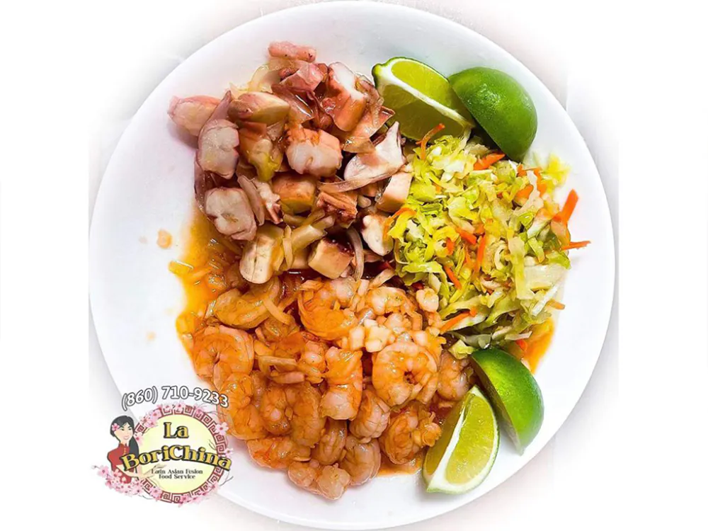 Ceviche-Style Seafood with Slaw and Lime at La Borichina, Asian Restaurant in Hartford